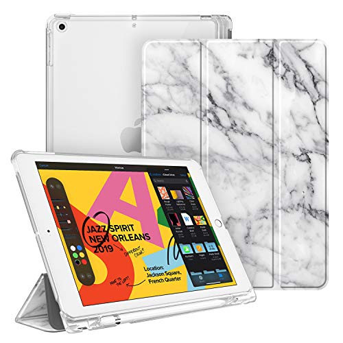 Product Cover Fintie Case with Pencil Holder for iPad 7th Generation 10.2 Inch 2019 - Slim Shell Lightweight Cover with Translucent Frosted Stand Hard Back, Supports Auto Wake/Sleep for iPad 10.2