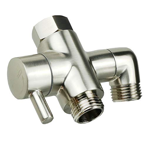 Product Cover Shower Arm Diverter Valve Brass G1/2 3 Way Universal Bathroom Shower System Component Replacement for Handheld Shower Head and Fixed Spray Head, Brushed Nickel