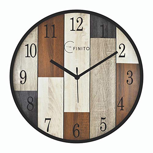 Product Cover EFINITO 14 Inch Classique Wooden Wall Clock for Home/Kitchen/Living Room/Bedroom/Office - (Silent Movement, Black Frame)