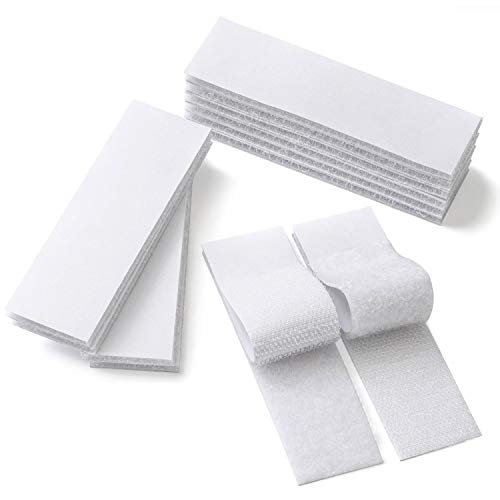 Product Cover YBWM 12PCS Sticky Back Hook and Loop Tape Strong Adhesive Tape Double Sided Mounting Strips Removable Wall Fastener Tape Anti-Slip Carpet Gripper Interlocking Tape for Home Office (White, 1.2x3.9inch)