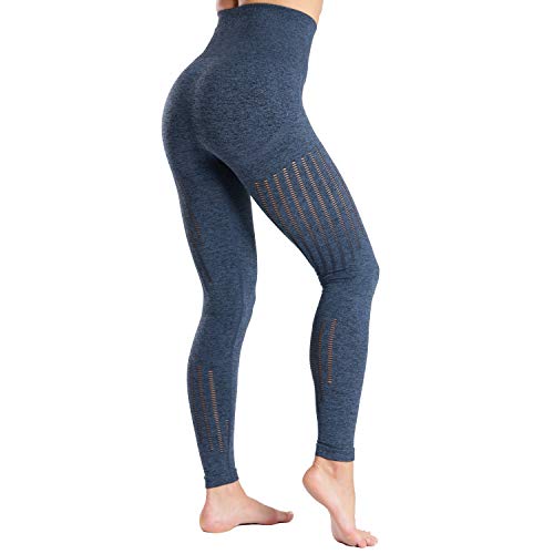 Product Cover High Waisted Seamless Leggings for Women Tummy Control Workout Gym Butt Lifting Tights Mesh Yoga Pants