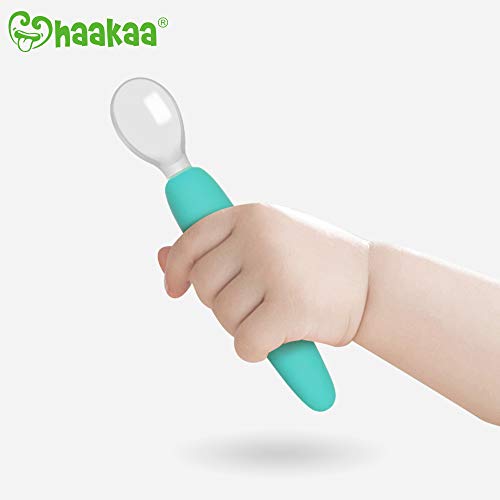 Product Cover Haakaa Baby Spoons First Stage Toddler Spoons Silicone Baby Spoons Self Feeding, Blue 1pc