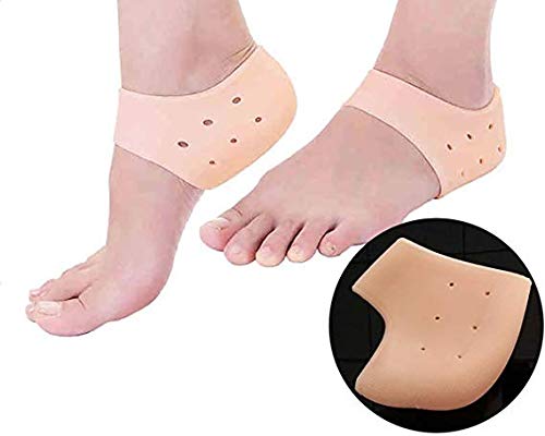 Product Cover Unity BrandTM Unisex Vented Moisturizing Silicone Gel Heel Socks for Swelling, Pain Relief, Foot Care Ankle Support Pad (Skin Colour) - Set of 1 Pair