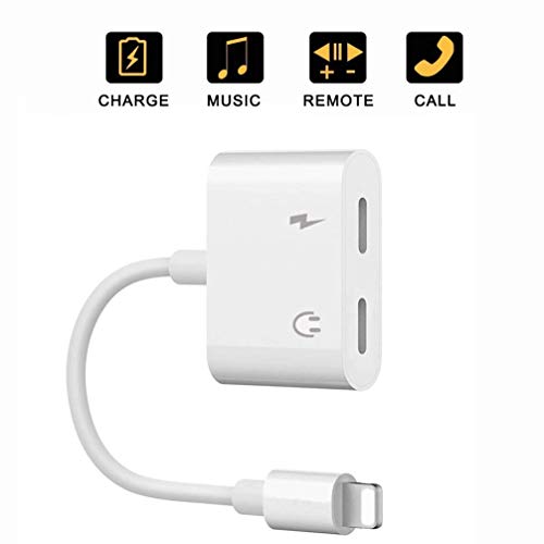 Product Cover [Apple MFi Certified]iPhone Adapter 3.5 mm Jack Splitter Charger and Headphone Adapter for iPhone 8/ 7 /X/XR/XS/XS Max ,Dongle 3.5mm Aux Jack Earphone Splitter Adapter Charger Cable Support All iOS