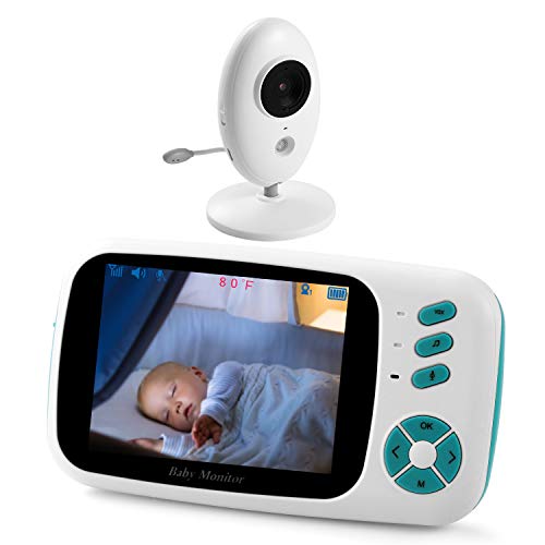 Product Cover Video Baby Monitor, Digital Baby Monitor with 3.5'' LCD Zoom Camera, 2.4Ghz Video Monitor, Long Range Infrared Night Vision, Two Way Talk Back, Lullabies, High Capacity Battery (White1)