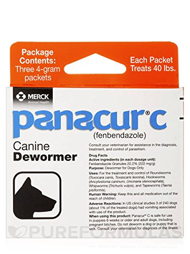 Product Cover Panacur C Canine Dewormer Dogs 4 Gram Each Packet Treats 40 lbs (3 Packets) (Twо Расk)
