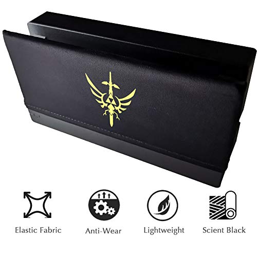 Product Cover Jamont Switch Dock Sleeve Compatible with Nintendo Switch Dock Set, Switch Dock Socks Covers Switch HDMI Dock Station Skin, Switch Dock Cover Switch Dock Cloth Gift Anti Scratch Dust, Black/Golden