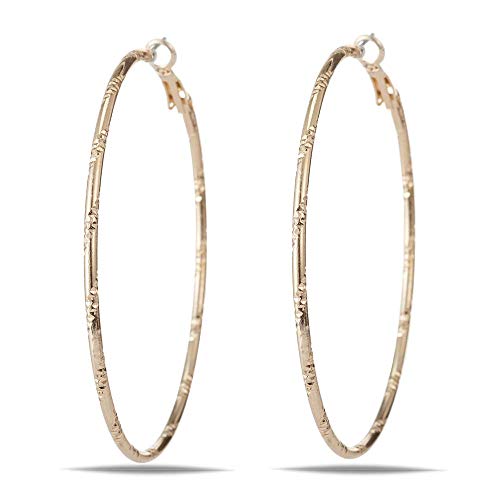 Product Cover Stainless Steel Hoop Earrings,Big Round Hoop Fashion Earrings for Woman Girls, 60mm Gold Color