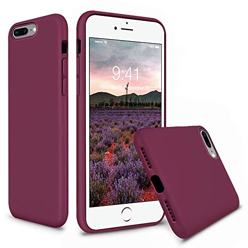 Product Cover Vooii iPhone 8 Plus Case, iPhone 7 Plus Case, Soft Silicone Gel Rubber Bumper Case Microfiber Lining Hard Shell Shockproof Full-Body Protective Case Cover for iPhone 7 Plus /8 Plus - Burgundy