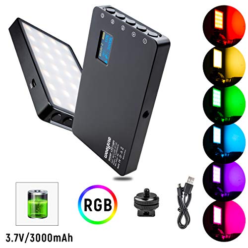 Product Cover [Upgrade] RGB LED Video Light, Portable Mini Rechargeable LED On Camera Light for Photography Camcorder Shooting with Dimmable 2500-8500K 360° Full Color 8 Modes Built-in Battery Aluminum Alloy Shell