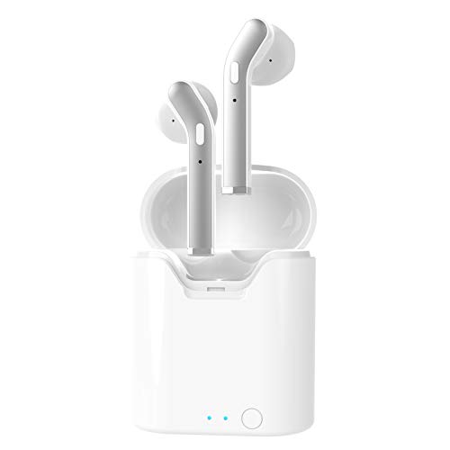 Product Cover Bluetooth Earbuds, Wireless in-Ear Headphone Stereo Earpiece Earphone, Noise Canceling Mic for iPhone 11 XR X 8 8plus 7 7plus 6S 6 iOS iPad Samsung S10 S9 Note10 Android Phones Tablet (White)