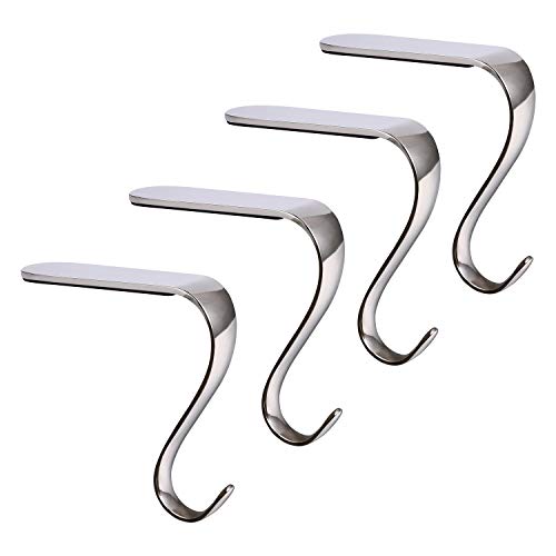Product Cover DOYOLLA Christmas Stocking Holders Xmas Fireplace Hanger Hooks Set of 4 (Silver)