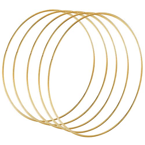 Product Cover Sntieecr 5 Pack 14 Inch Large Metal Floral Hoop Wreath Macrame Gold Hoop Rings for DIY Wedding Wreath Decor, Dream Catcher and Macrame Wall Hanging Crafts