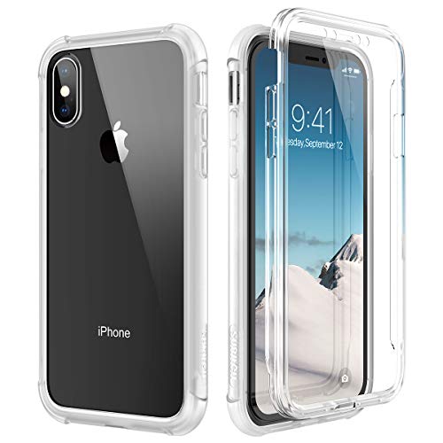 Product Cover SURITCH Clear Case for iPhone Xs Max,【Built in Screen Protector】【Support Wireless Charging】 Hybrid Protection Hard Shell+Soft TPU Rubber Bumper Rugged Case Shockproof for iPhone XSM 6.5