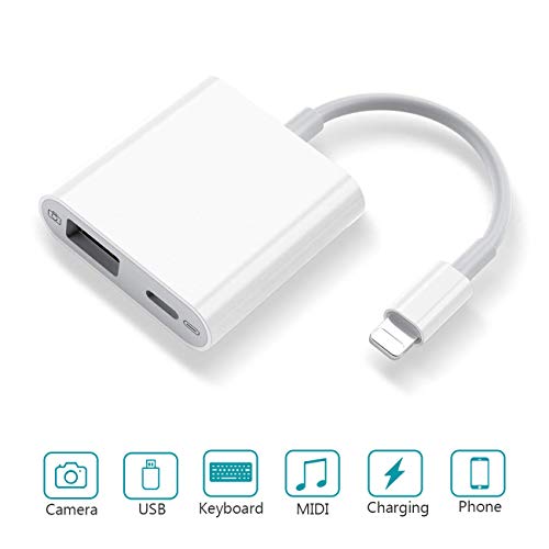 Product Cover USB Camera Adapter, USB 3.0 OTG Cable with Charging Interface, Support USB Hubs Reader, Flash Drive, MIDI Keyboard Controller, Compatible with Phone Xs Max XR X 8 7 6 Plus 5c 5s Pad Mini Air Pro