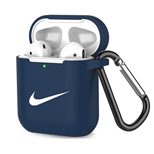 Product Cover Upgrade Airpods Case Protective Silicone Cover and AirPods Accessories Case Skin Compatible with Apple AirPods 2 and 1 (Navy Blue)