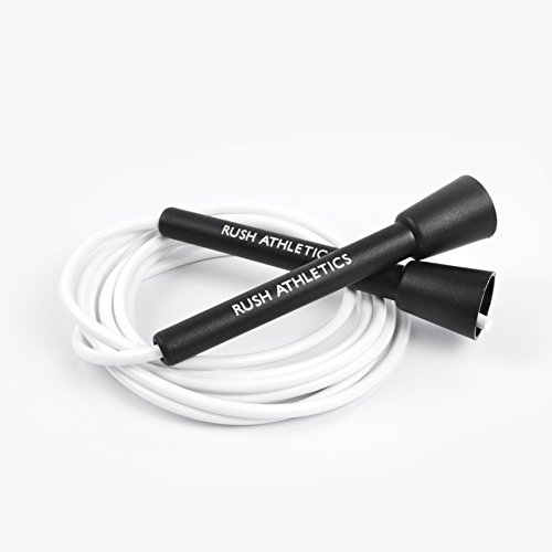 Product Cover RUSH ATHLETICS Speed Rope Black/White - Best for Boxing MMA Cardio Fitness Training - Speed - Adjustable 10ft Jump Rope Sold