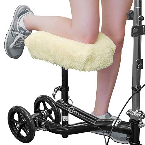 Product Cover RMS Knee Walker Pad Cover - Plush Synthetic Faux Sheepskin Scooter Seat Cushion - Padded Foam for Comfort During Injury - Washable and Reusable - Fits Most Knee Scooters