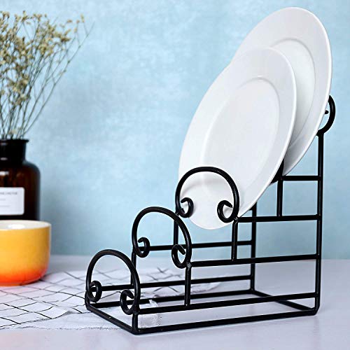 Product Cover Kundi 4-Tier Vintage-Style Iron Plate Display Stand Dish Drying Rack, Kitchen and Dining, Dish, Plate and Crockery Holder