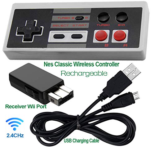 Product Cover Rechargeable NES Classic Mini Wireless Controller -TURBO/HOME EDITION-Rapid Buttons Edition for Nes Wii Gaming System with 2.4G Wireless Receiver(2019 Upgraded)