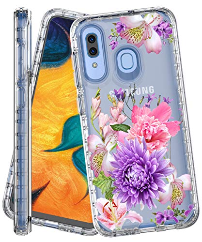 Product Cover Galaxy A30 Case,Galaxy A20 Case, IN4U Full Body Military Grade Shockproof 3in1 Flower Design 360 Protective Cover for Samsung Galaxy A30 / A20 / A50 Case (Floral)