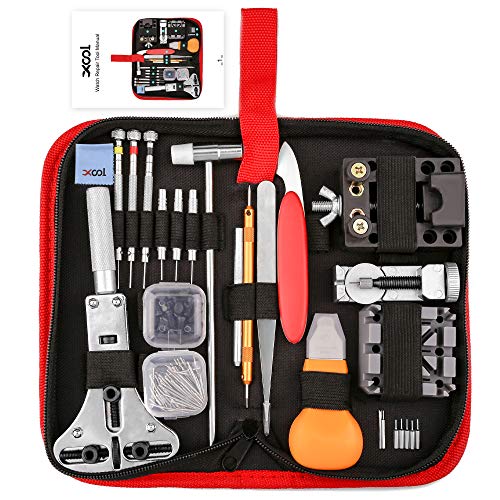 Product Cover XOOL 151 PCS Watch Repair Kit Professional Spring Bar Tool Set,Watch Battery Replacement Tool Kit,Watch Band Link Pin Tool Set with Carrying Case and Instruction Manual