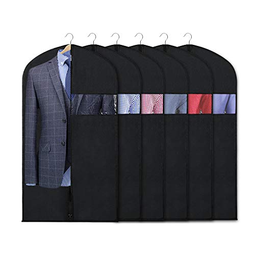 Product Cover Zilink Garment Bag Suit Bags for Men Storage 40-inch Suit Covers for Women with Clear Window and ID Card Holder for Suit, Dress and Coat Closet Storage,Set of 6
