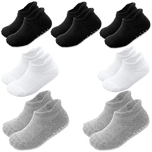 Product Cover Toddler Grip Ankle Socks, Suitable for Baby Skid Soles Non-slip Warm, Infant Kids Boys Girls Combed Cotton Socks 7 Pairs, mixed colours.
