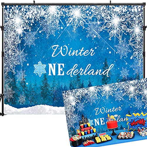 Product Cover Allenjoy 7x5ft Winter Onederland 1st Birthday Backdrop Winter Onederland Backdrops Ice Crystal Snowflake Onederland Backdrops for Photography Winter Onederland Backdrop for Pictures Props