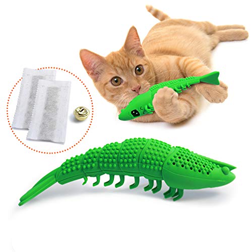 Product Cover Ronton Cat Toothbrush Catnip Toy - Durable Hard Rubber - Cat Dental Care, Cat Interactive Toothbrush Chew Toy, Refillable Catnip Kitten Teaser Toy with Bell
