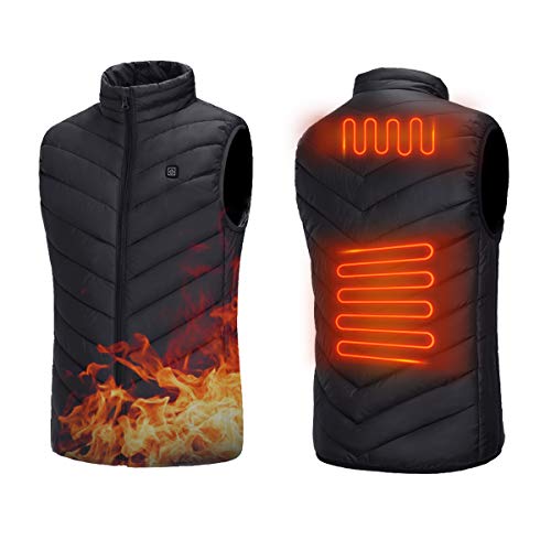 Product Cover Heated Vest Standing Collar Electric Jacket Clothes Heating Body Warmer USB Rechargeable Washable Lightweight Gilet with 3 Temperature for Camp Outdoor Skiing Motorcycle (No Battery)
