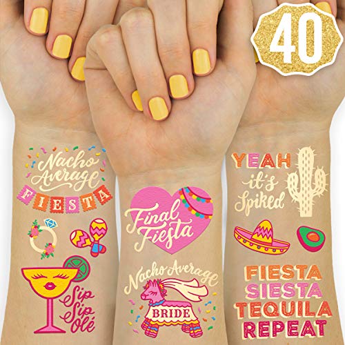 Product Cover xo, Fetti Final Fiesta Bachelorette Tattoos - 40 styles | Bach Party Decorations, Nacho Average Bride
