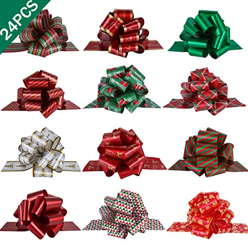 Product Cover PintreeLand 24PCS Christmas Gift Wrap Pull Bows with Ribbon 5