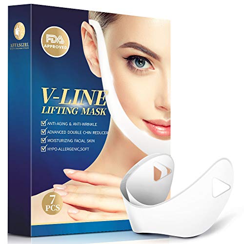 Product Cover Double Chin Reducer 7Pcs V Line Lifting Face Mask V Shaped Slimming Lifting Mask Powerful Moisturizing Firming and Tightening Chin Up Patch for Women and Men