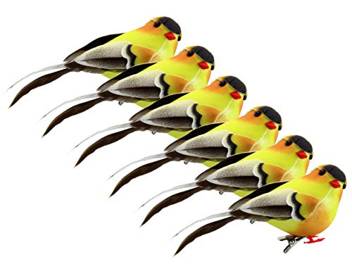 Product Cover Cornucopia Yellow Goldfinches (6-Pack); Artificial Bird Ornaments for Crafts, Christmas Tree and Seasonal Displays and Wreaths, 2.5 x 4 Inches