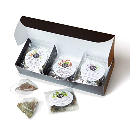 Product Cover La Tea Dah Tea Sampler Gift Set 18 Variety Assortment. Flavorful Organic Black , Green , Oolong, Herbal Teas and more. Biodegradable Pyramid Tea Bags. Unique Gifts for Thank you, Hostess, Teacher.
