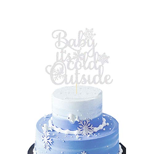 Product Cover HEETON Baby It's Cold Outside Cake Topper Winter Snowflake Baby Shower Birthday Party Decorations Christmas Winter Holiday Party Supplies Decorations Photo Props