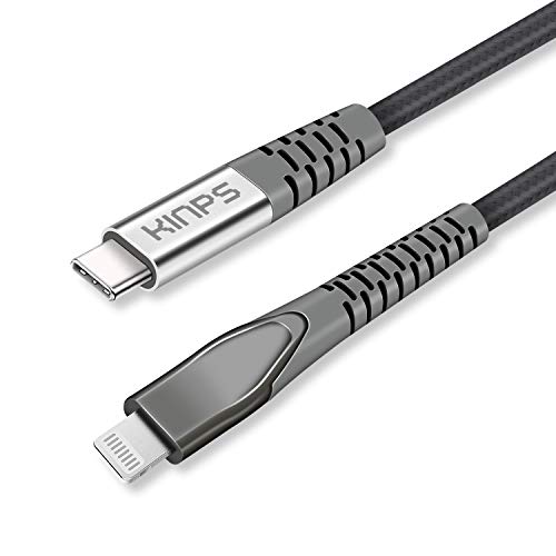 Product Cover KINPS Apple MFI Certified (10ft/3m) USB C to Lightning Fast Charging Cable Compatible with iPhone 11/11Pro/11 Pro Max/X/XS/XR/XS MAX, Supports Power Delivery(for Use with Type C Charger, Gray-Braided