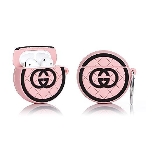 Product Cover LKDEPO Airpods Silicone Case Cover and Skin Kits with Keychain Compatible for Airpods 1&2 (3D Classic Logo Pattern) (Stylish Designer Designed for Girl and Woman)