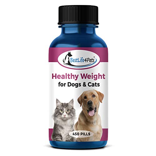 Product Cover Healthy Weight Supplement for Cats and Dogs - Helps Overweight Pets Control Obesity Through Healthy Fat Burning, Improved Metabolism and Gentle Suppression of Appetite and Cravings (450 Pills)