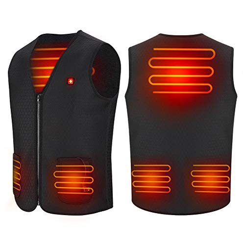 Product Cover USB Heated Vest Electric 5V Heated Jacket Body Warmer Heating Pad for Men and Women Hiking, Hunting, Motorcycle, Camping Powered by Rechargeable Power Bank (XXXL)