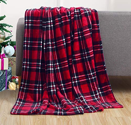 Product Cover Elegant Comfort Luxury Velvet Super Soft Christmas Prints Fleece Blanket-Holiday Theme Home Décor Fuzzy Warm and Cozy Throws for Winter Bedding, Couch and Gift, 50 x 60 inch, Plaid