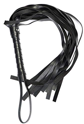 Product Cover Black Riding Whip - Faux Leather Horse Riding Crop - Black Horse Whip - Riding Crop for - Tassle Whip - Equestrian Whips