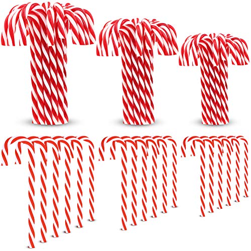 Product Cover Gejoy 50 Pieces Christmas Plastic Candy Cane Christmas Twisted Candy Cane Xmas Tree Decoration for Hanging Christmas Tree, 3 Sizes