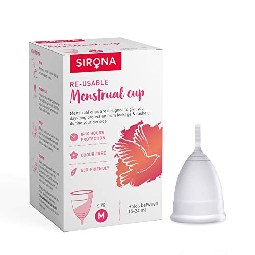 Product Cover Sirona Pro FDA Approved Menstrual Cup - Medium for Women | Wear for 8-10 Hours | Reusable Period Cup - Super Soft, Flexible, Leak-Proof Design, Medical-Grade Non-Toxic Silicone, BPA and Latex Free