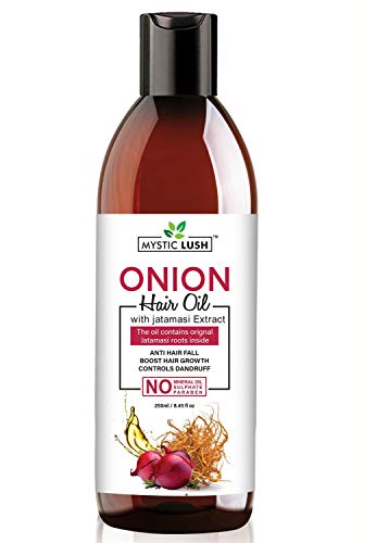 Product Cover Mystic Lush 250 ML Onion Hair Oil for Men & Women Multipurpose onion hair oil for hair growth/Serum for Complete Hair Treatment with Jatamasi Roots; Bhringraj; Bhrami; Jasmine;Amla; and more.