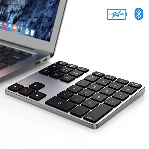 Product Cover Mac Os Bluetooth Numeric Keypad, 35 - Keys Aluminum Wireless Numeric Keypad Dual System Rechargeable Ultra-Silent External Numeric Pad for MacBook/MacBook Pro/Air and Windows Laptop