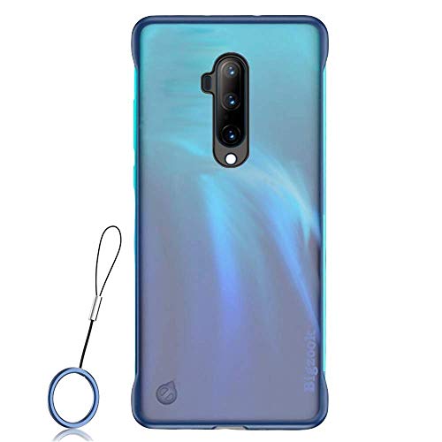 Product Cover BIGZOOK Frameless case for OnePlus 7T Pro Case Slim Translucent Matte Texture Design Hard PC Back Cover Shock Bumper Corners for OnePlus 7T Pro (Free Metal Ring) (Blue)
