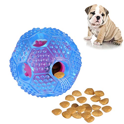 Product Cover RENZCHU Interactive Dog Toy, IQ Treat Ball Food Dispensing Toys for Small Medium Large Dogs Durable Chew Ball, Nontoxic Rubber and Bouncy Dog Ball, Cleans Teeth-Blue