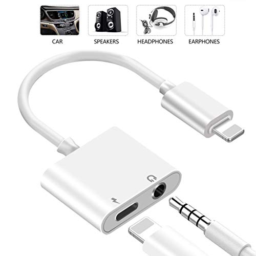 Product Cover (Apple MFi Certified) Lightning to 3.5mm Headphone Adapter for iPhone 8/8Plus,2 in 1 Lightning to 3.5mm Earphone Audio & Charger Splitter Adapter Compatible for iPhone 11/11 Pro/X/XR/XS/8 7 6 Plus
